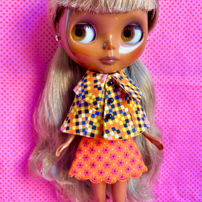 Multi Pixel Granny Dress & Cape Set