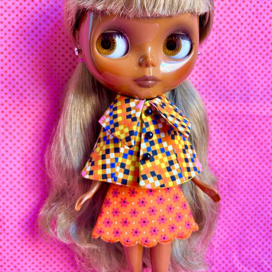 Multi Pixel Granny Dress & Cape Set