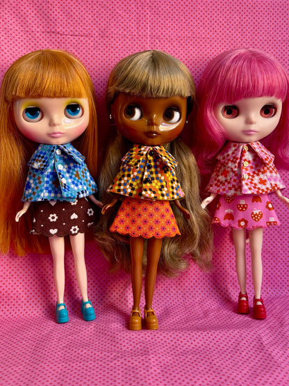 Pink Pixel Granny Dress & Cape Set