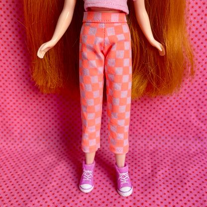 Neon Check Beatnik Baby Pants Orange/Pink