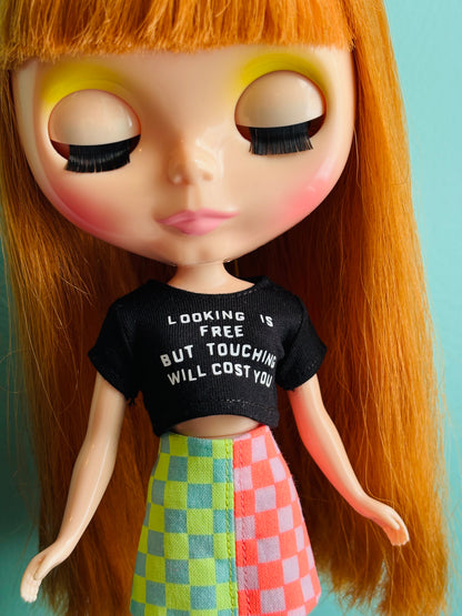 Looking Is Free Black Crop Tee for Blythe