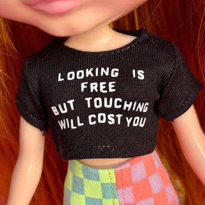 Looking Is Free Black Crop Tee for Blythe