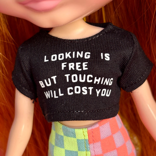 Looking Is Free Black Crop Tee for Blythe