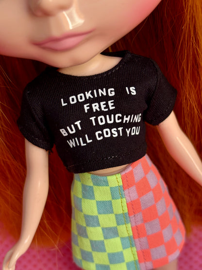 Looking Is Free Black Crop Tee for Blythe