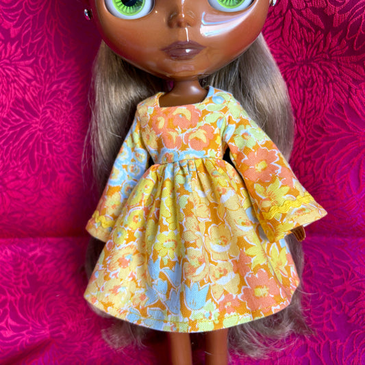 SAMPLE SALE Orange Floral Bell Sleeve Dress II