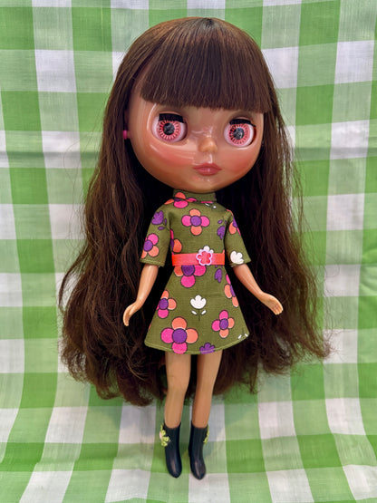 Green With Envy Mod Floral Vintage Dress & Cape Set