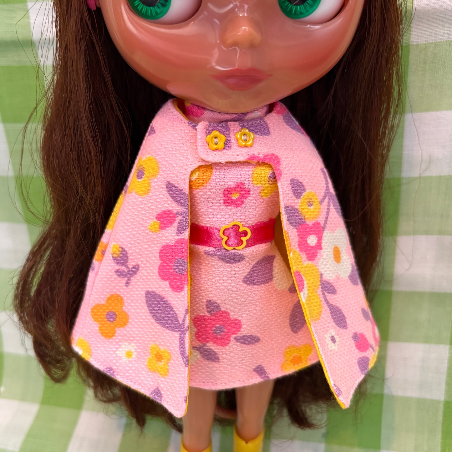 Pink Paradise Mod Floral Vintage Dress & Cape Set