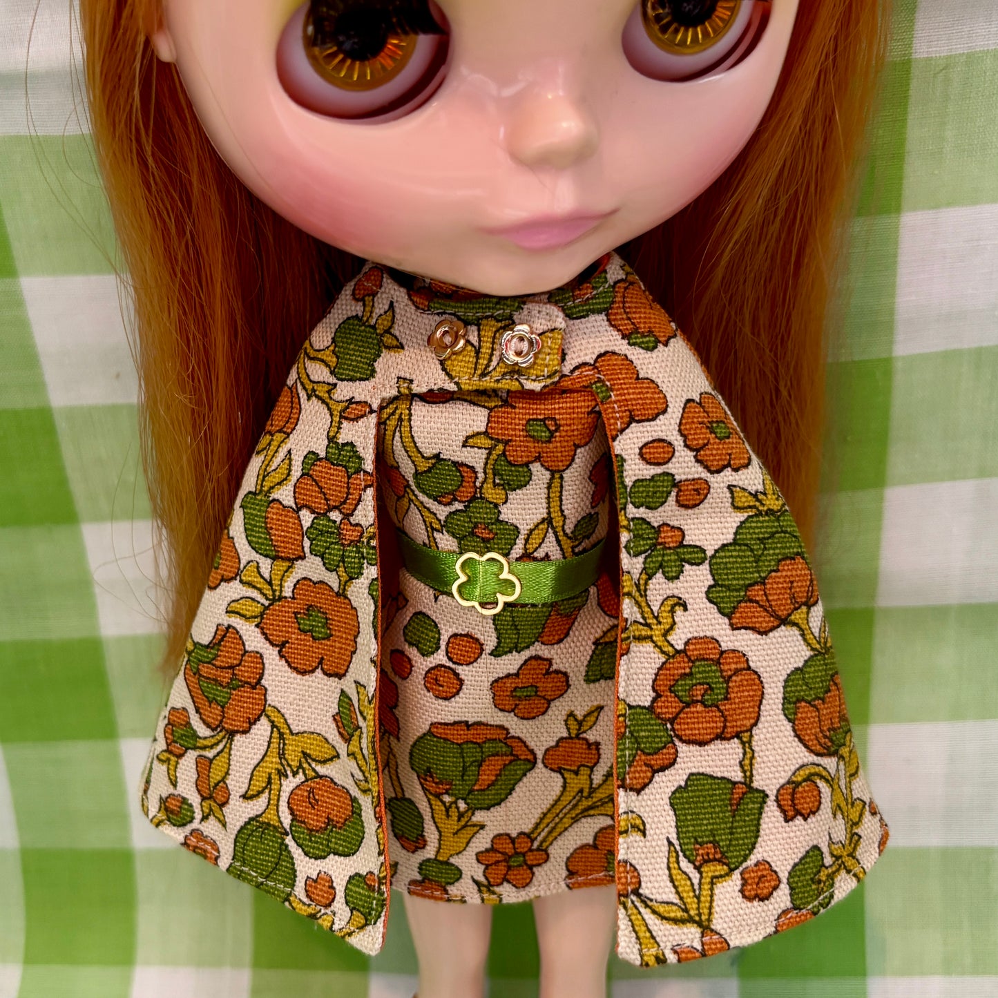 Fall Foliage Mod Floral Vintage Dress & Cape Set
