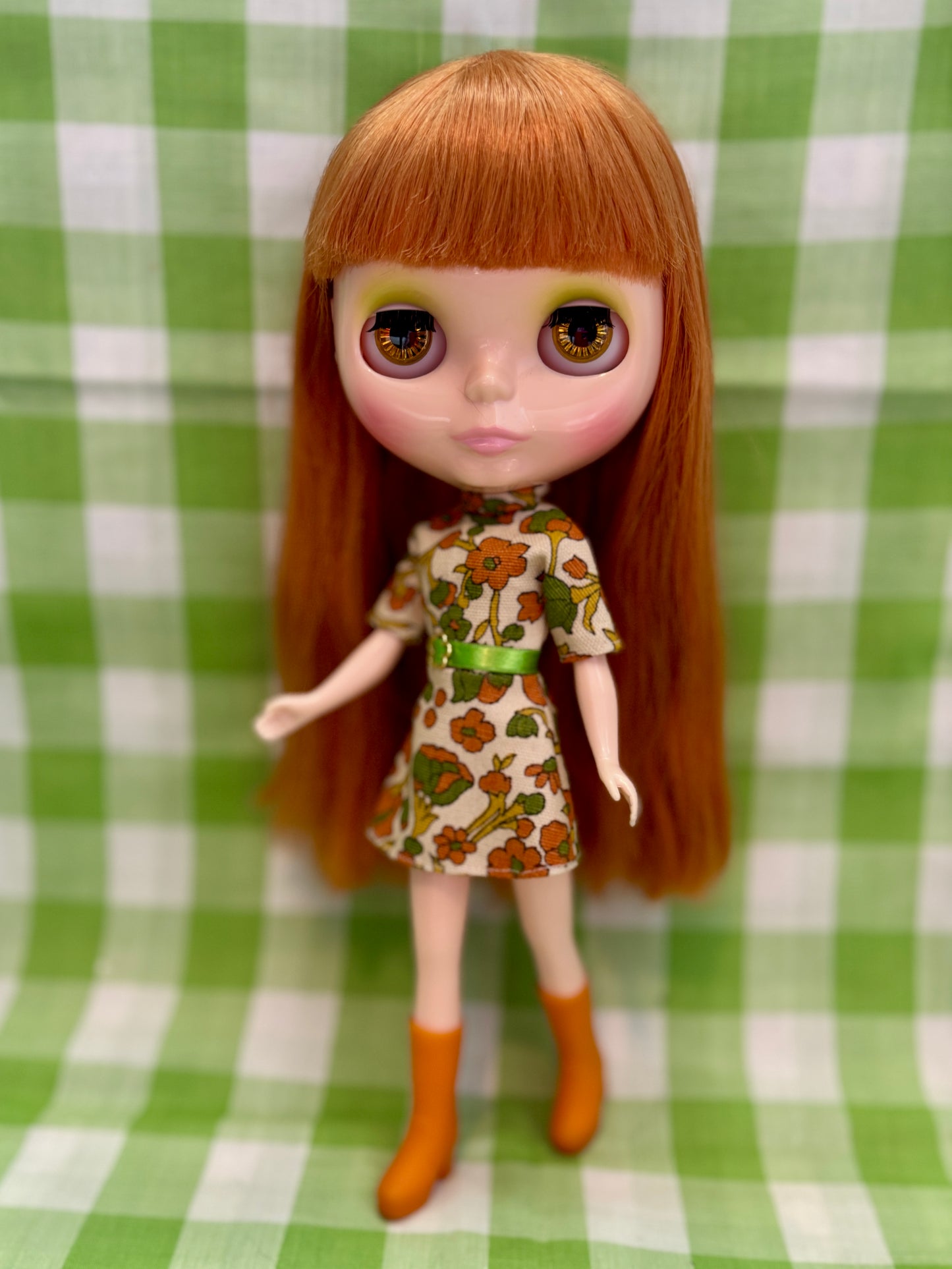 Fall Foliage Mod Floral Vintage Dress & Cape Set