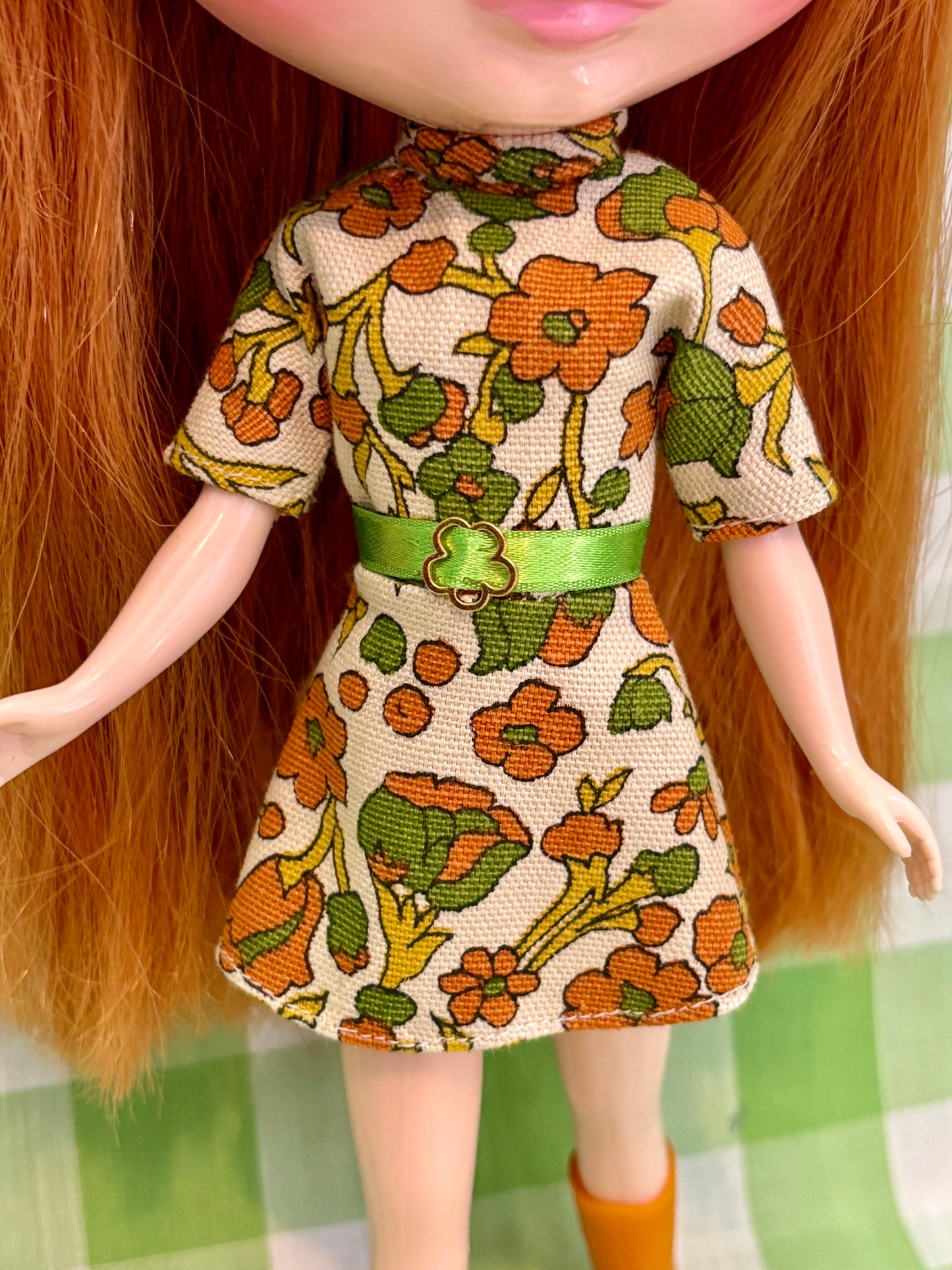 Fall Foliage Mod Floral Vintage Dress & Cape Set