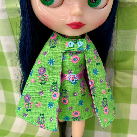 Green Light Go! Mod Floral Vintage Dress & Cape Set