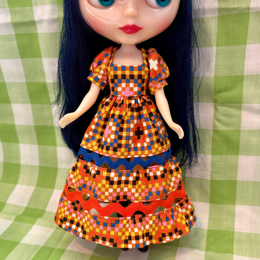 Pixel Granny Ric-Rac Maxi Dress