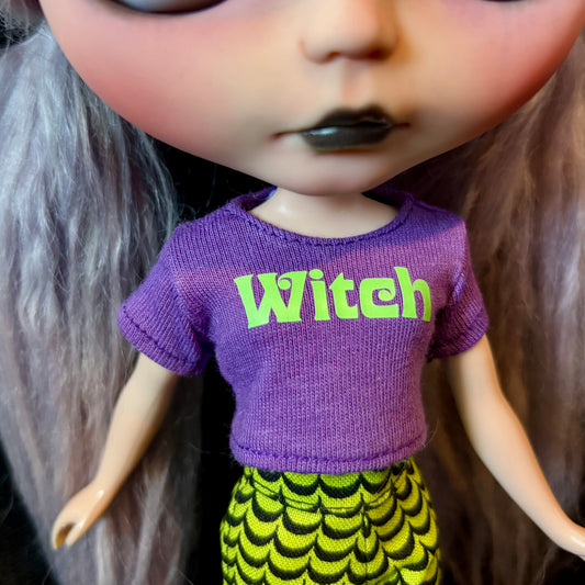 Witch Purple Glow Crop Tee for Blythe