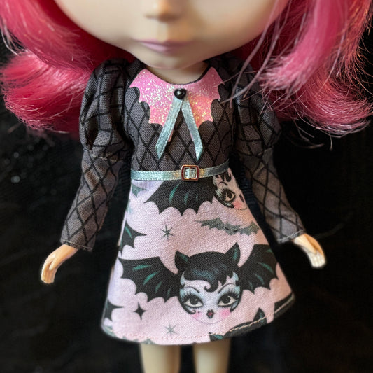Bat Babe Bat Collar Long Sleeve Mini Dress