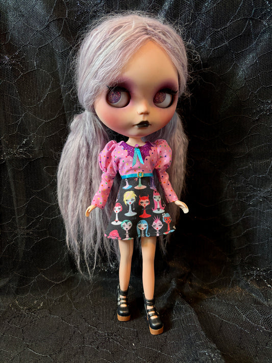 Ghouls Night Out Bat Collar Long Sleeve Mini Dress