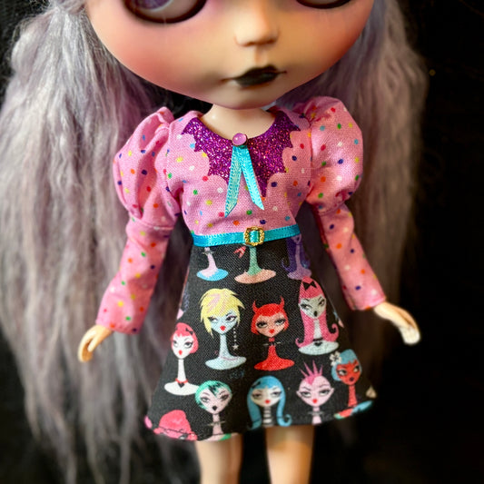 Ghouls Night Out Bat Collar Long Sleeve Mini Dress