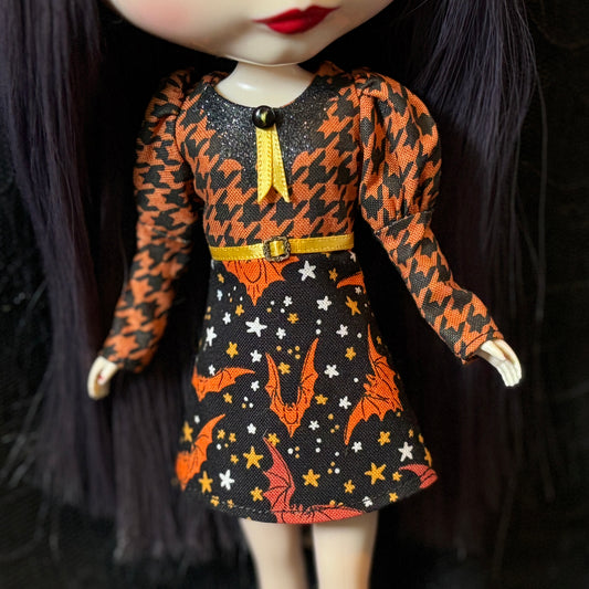 Bats in the Belfry Bat Collar Long Sleeve Mini Dress