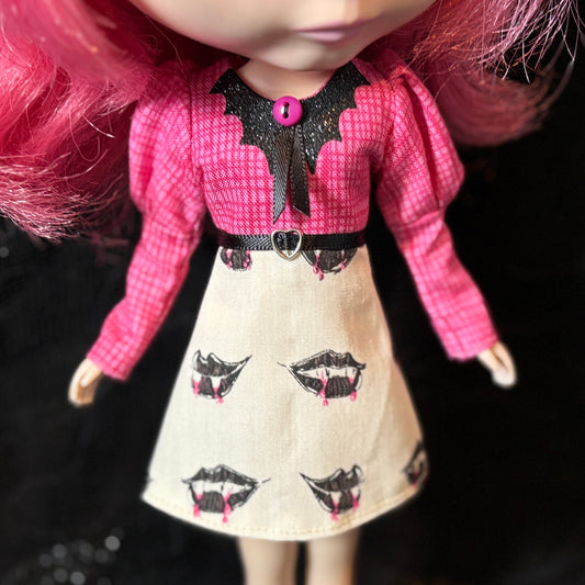 Fangtastic Bat Collar Long Sleeve Mini Dress