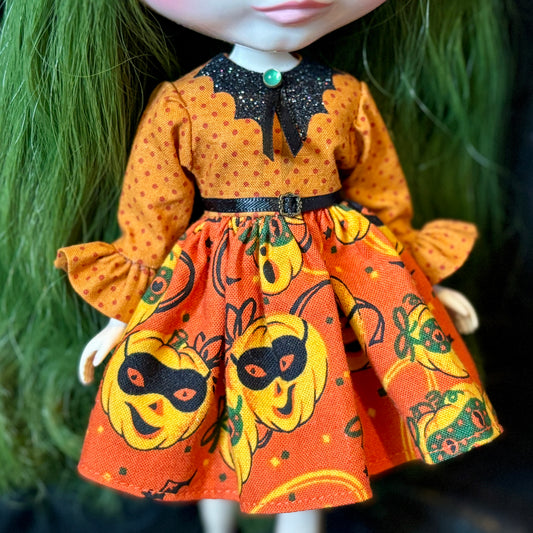 Masquerade Party Bat Collar Ruffle Sleeve Dress