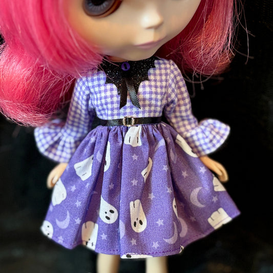 Adorable Apparitions Bat Collar Ruffle Sleeve Dress