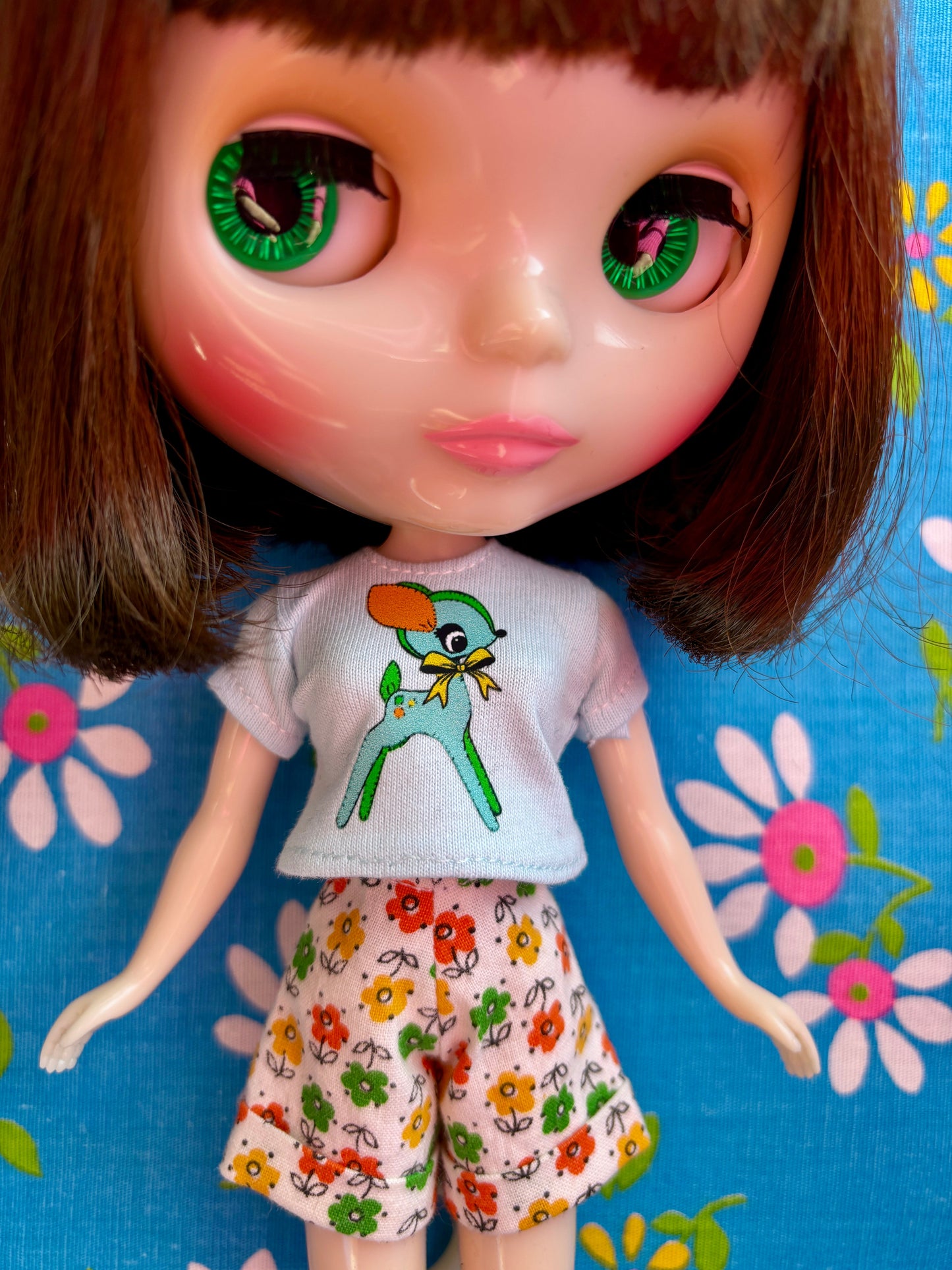 Blue Darling Deer Crop Tee for Blythe