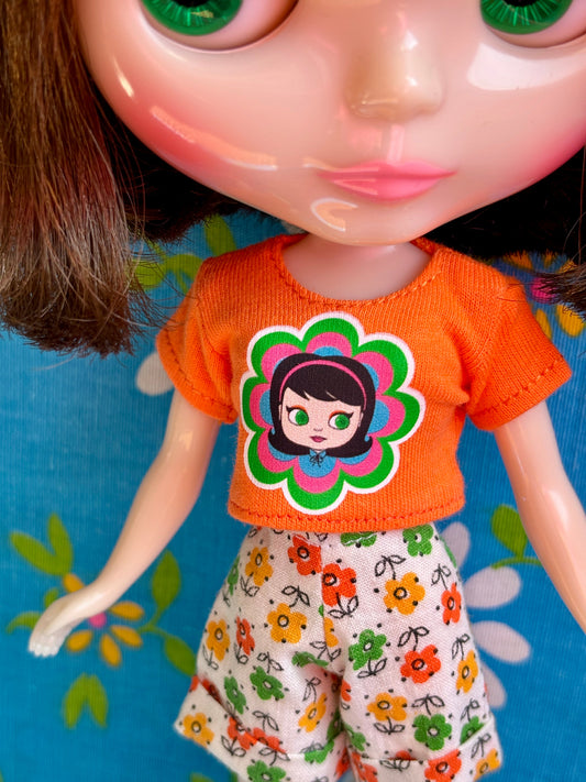 Bloomin' Goldie Orange Crop Tee for Blythe