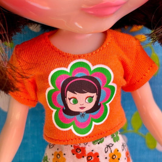 Bloomin' Goldie Orange Crop Tee for Blythe