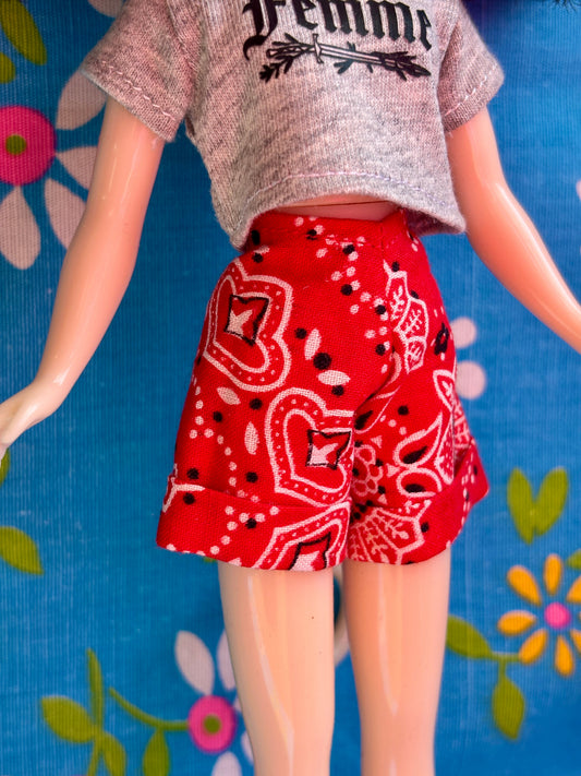 Red Bandana Cuffed Cutie Shorts