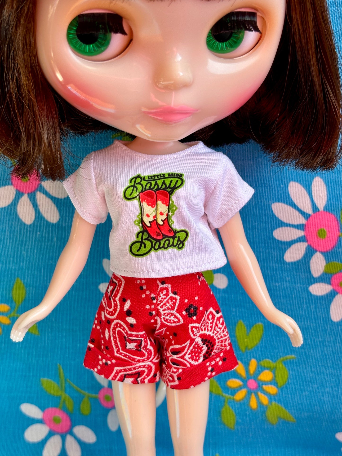 Red Bandana Cuffed Cutie Shorts