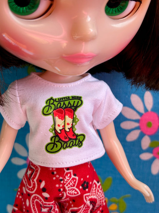 Little Miss Bossy Boots Crop Tee for Blythe