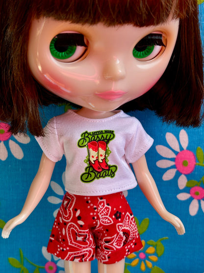 Little Miss Bossy Boots Crop Tee for Blythe