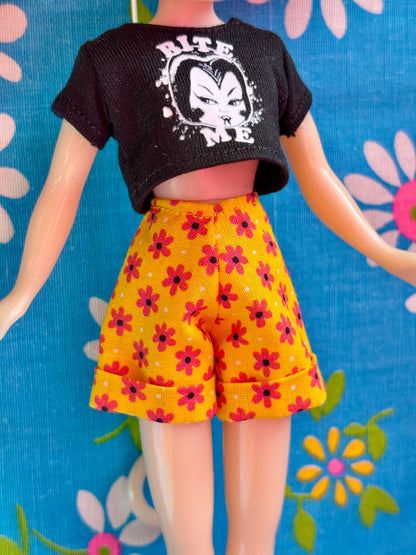 Yellow Lazy Daisy Cuffed Cutie Shorts