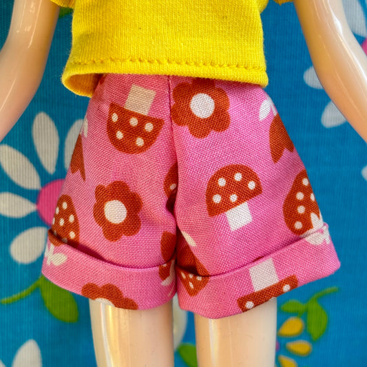 Mushrooms N' Berries Pink Cuffed Cutie Shorts