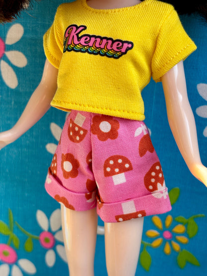 Mushrooms N' Berries Pink Cuffed Cutie Shorts