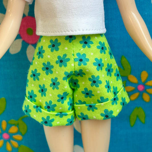 Green Lazy Daisy Cuffed Cutie Shorts