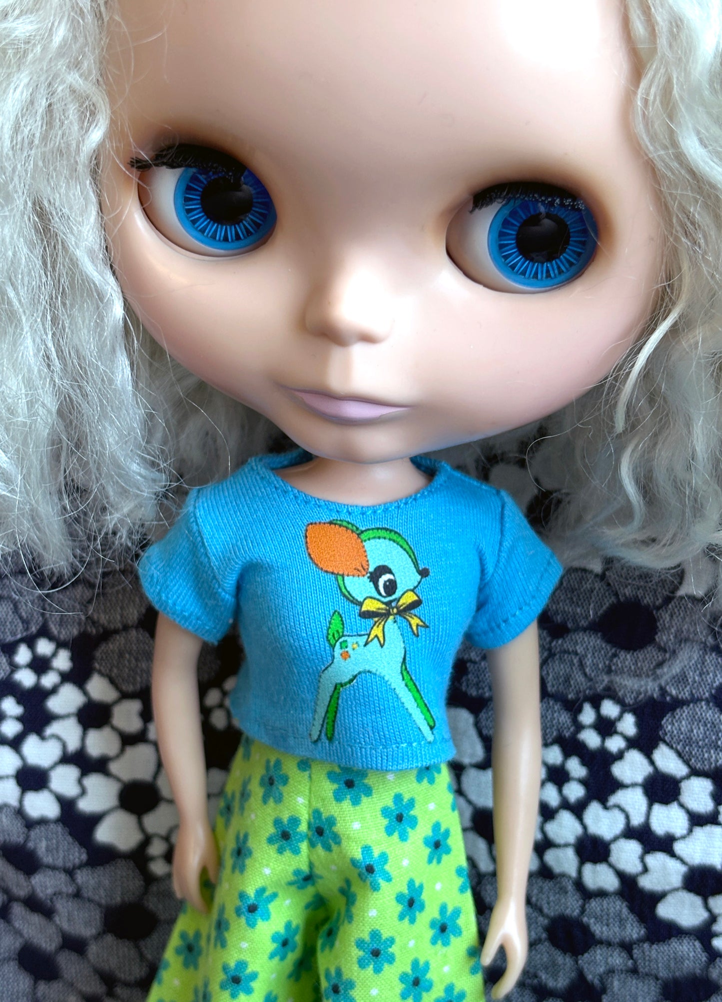Blue Darling Deer Crop Tee for Blythe