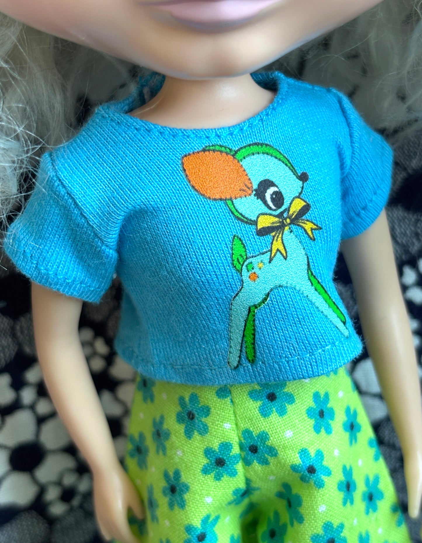Blue Darling Deer Crop Tee for Blythe