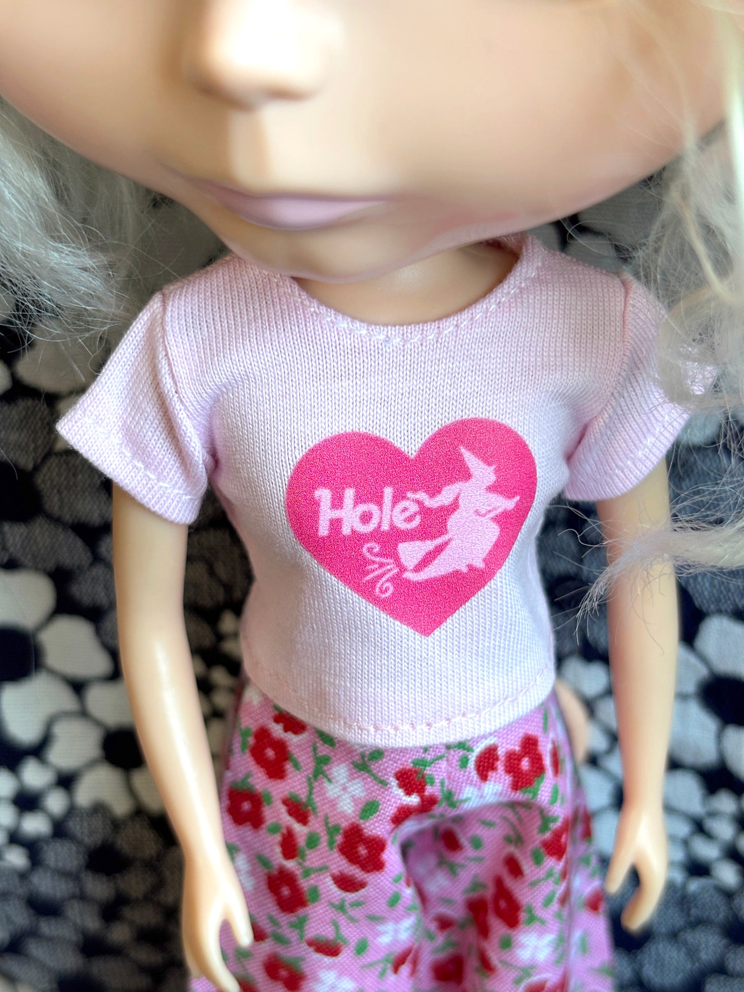 Hole Witch Pink Crop Tee for Blythe