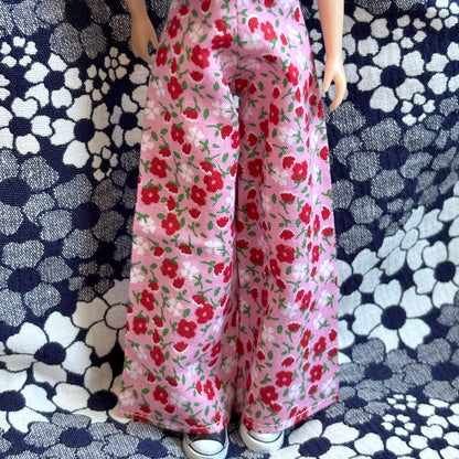 Pink & Red Floral Wide Leg Pants
