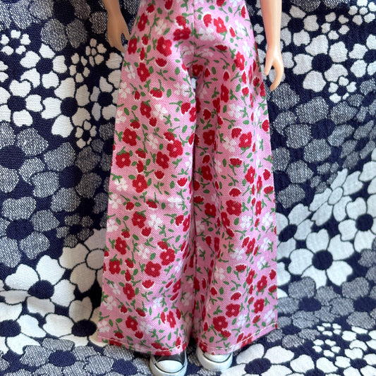 Pink & Red Floral Wide Leg Pants