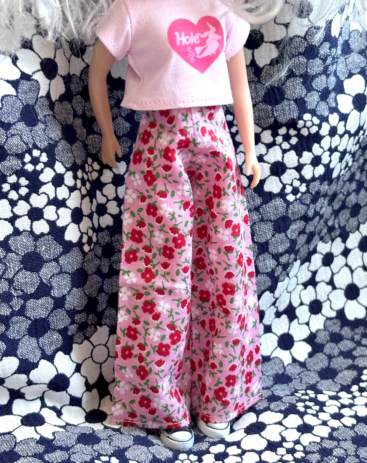 Pink & Red Floral Wide Leg Pants