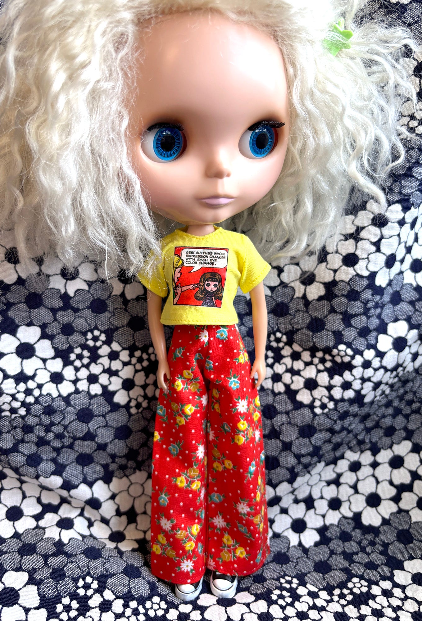 Red Polka Dot Floral Wide Leg Pants