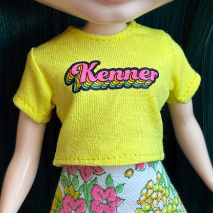 Retro Kenner Yellow Crop Tee for Blythe