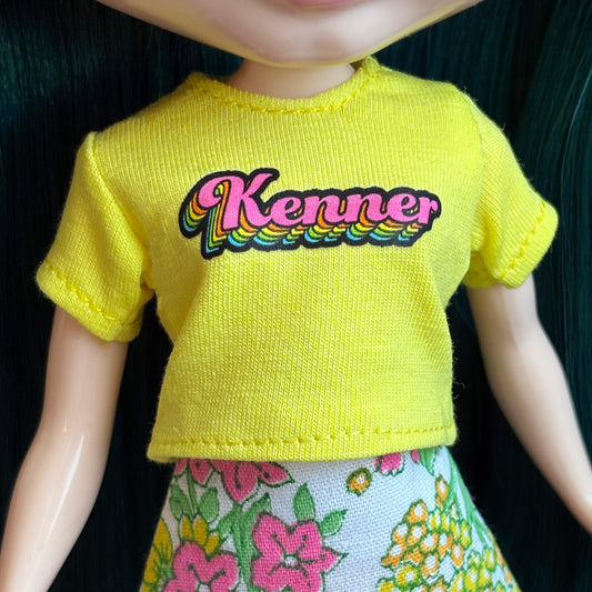 Retro Kenner Yellow Crop Tee for Blythe