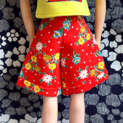 Red Polka Dot Floral Cuffed Cutie Shorts