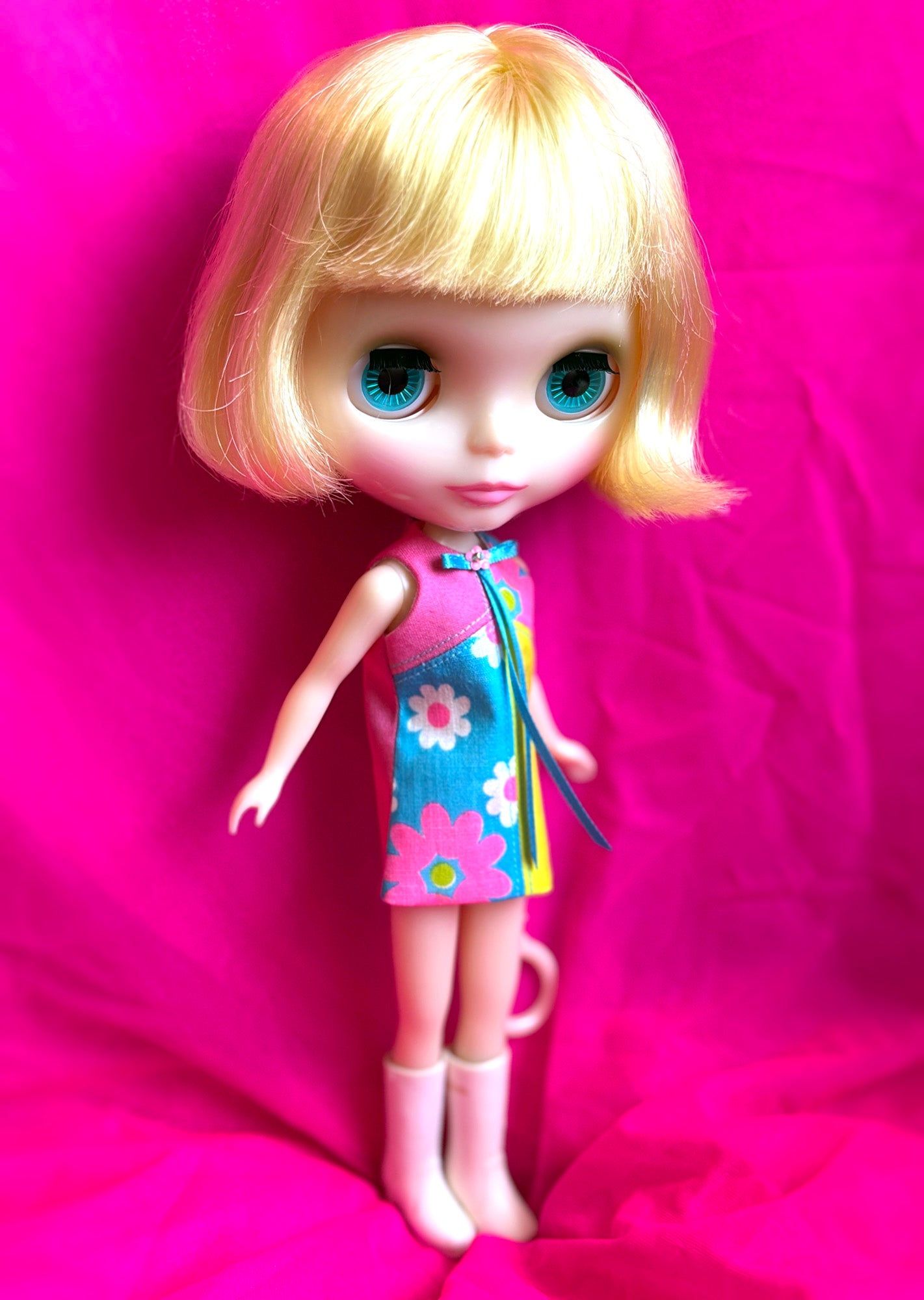 Far Out Floral Color Block Mod Shift Mini Dress
