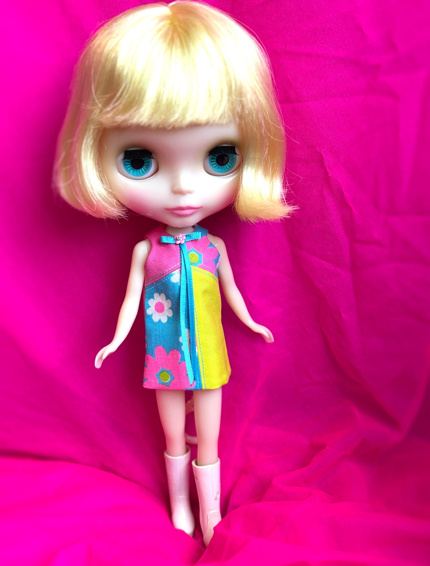 Far Out Floral Color Block Mod Shift Mini Dress