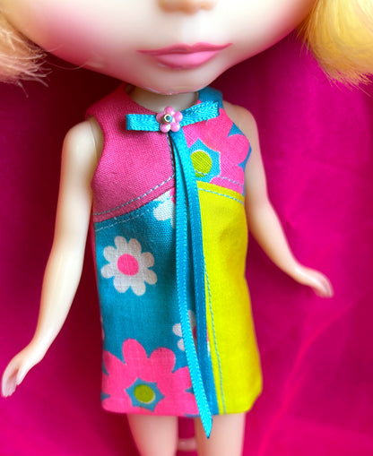 Far Out Floral Color Block Mod Shift Mini Dress
