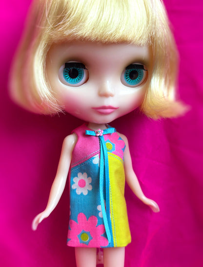 Far Out Floral Color Block Mod Shift Mini Dress