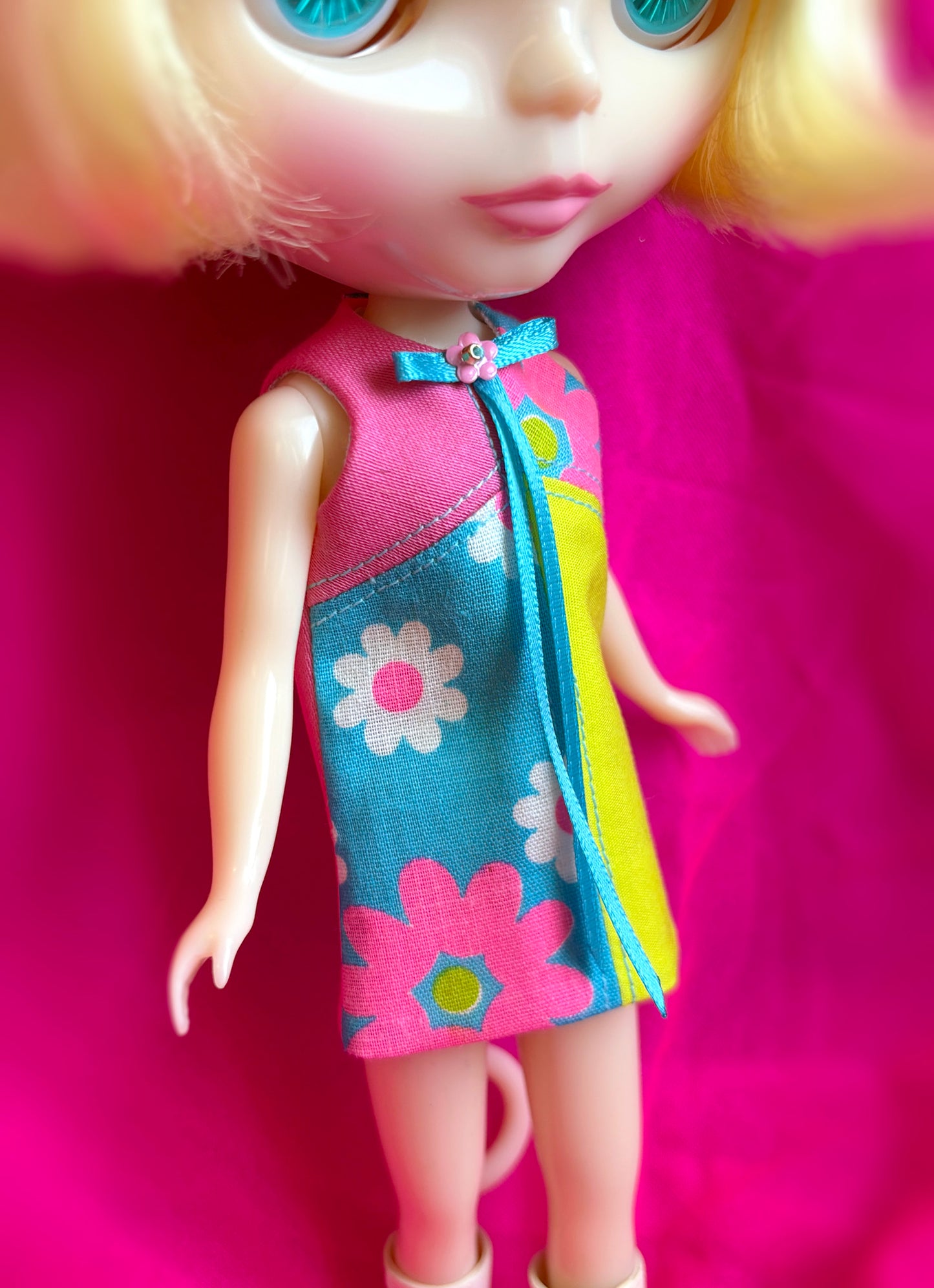 Far Out Floral Color Block Mod Shift Mini Dress